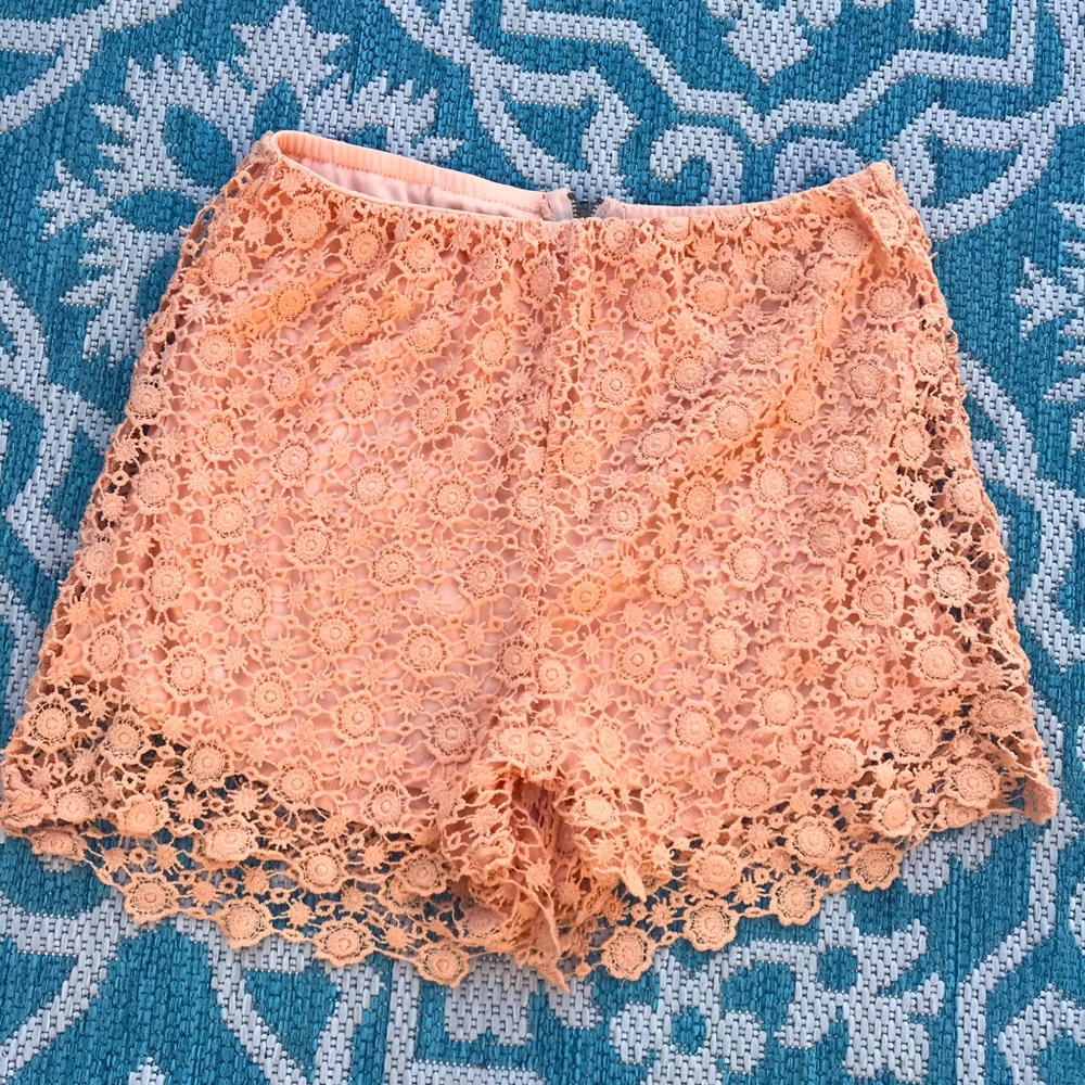 Charlotte Russe Peach/Orange Cream Lace Shorts